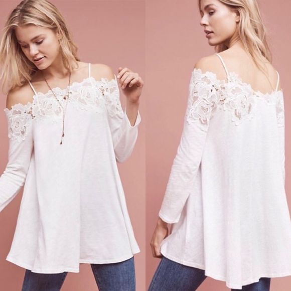 Anthropologie Meadow Rue Laceline Off Shoulder Top - Picture 3 of 8